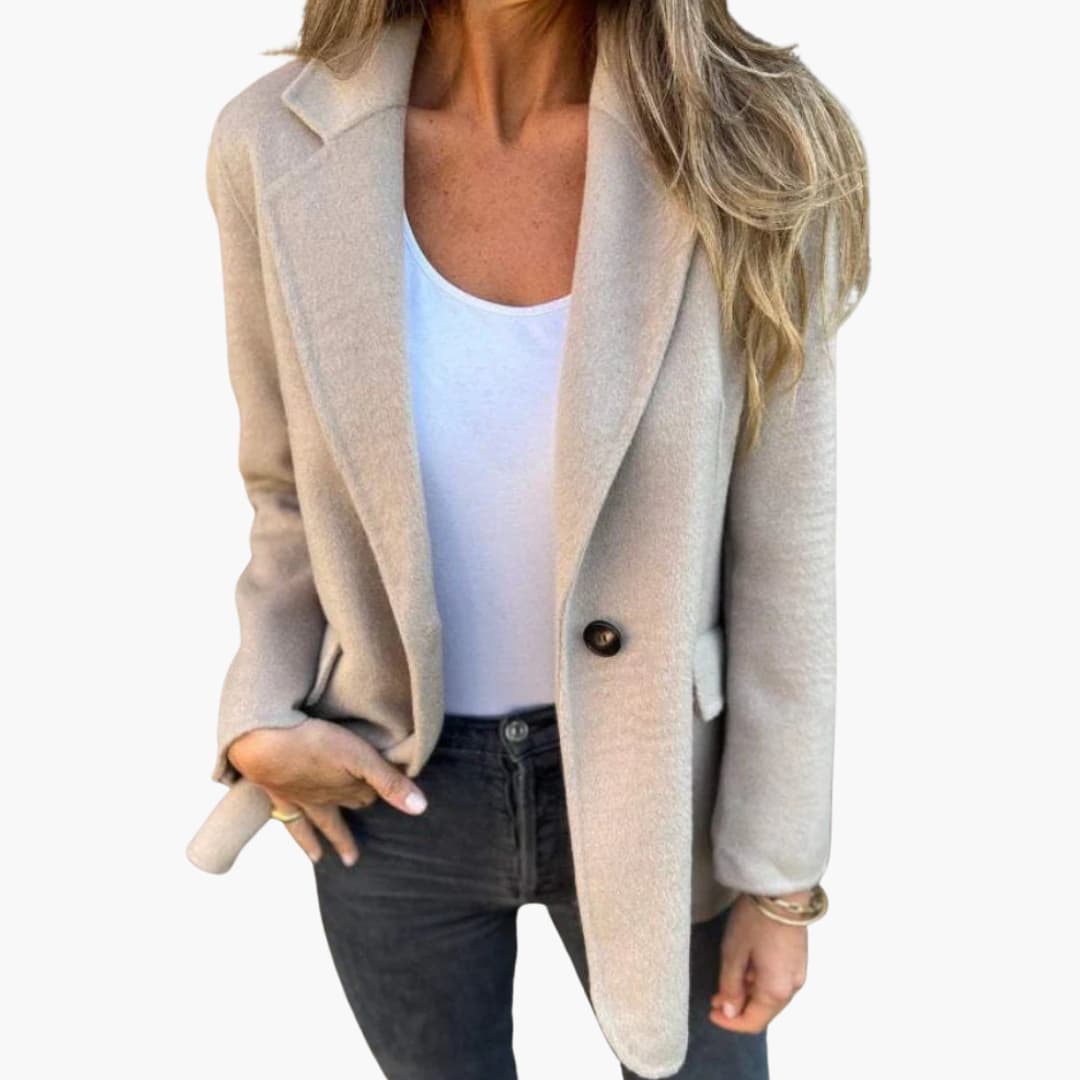 Veste blazer femme avec col à revers et fermeture à un bouton