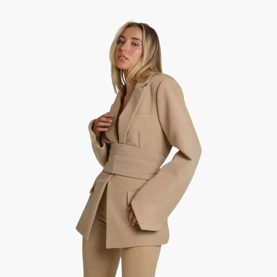 Veste blazer femme ceinturée à manches larges