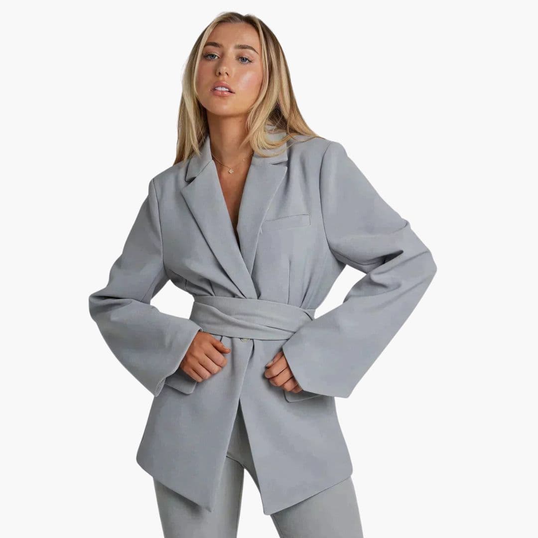 Veste blazer femme ceinturée à manches larges
