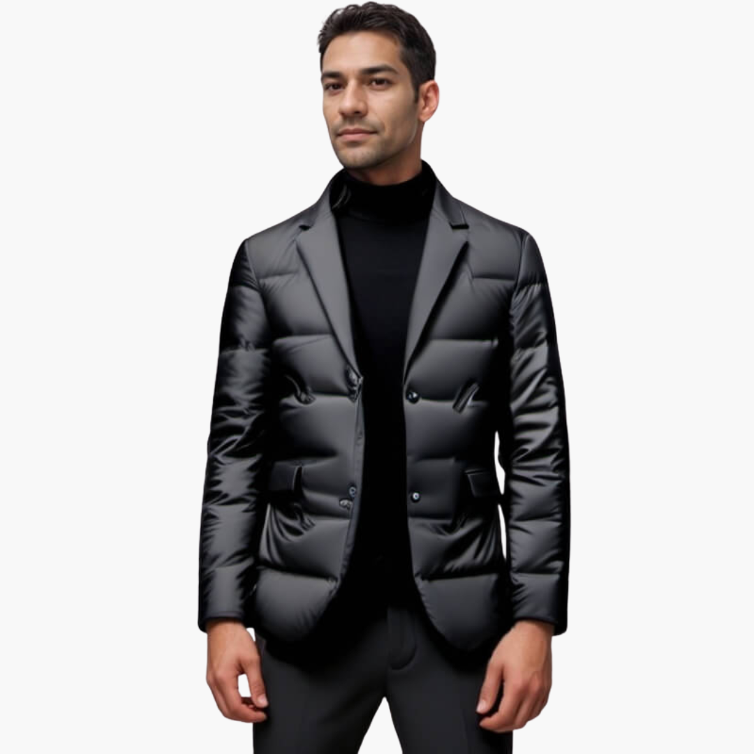 Giacca blazer trapuntata da uomo con chiusura a bottoni e inserti imbottiti