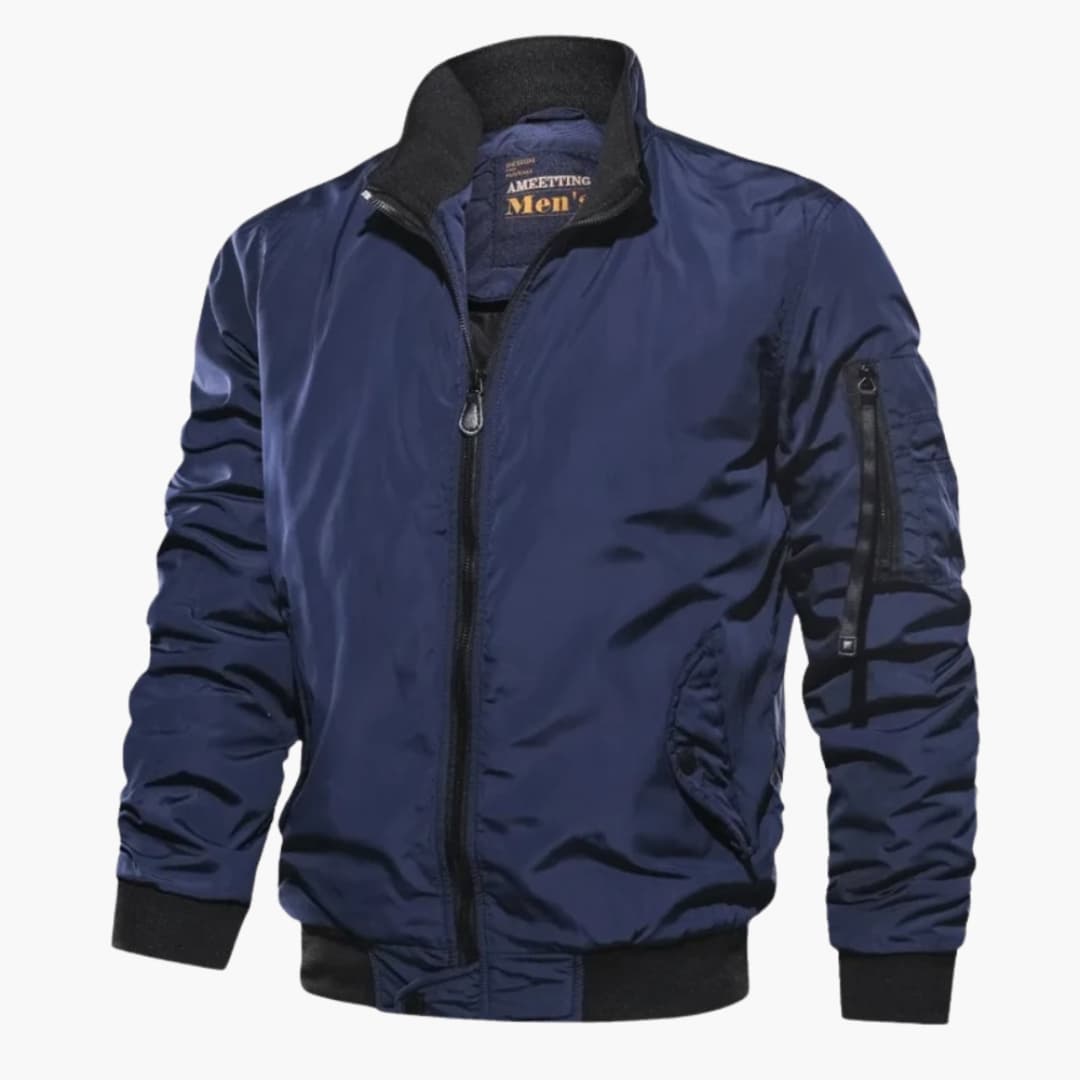 Veste bombardier homme avec fermeture éclair et poche sur manche
