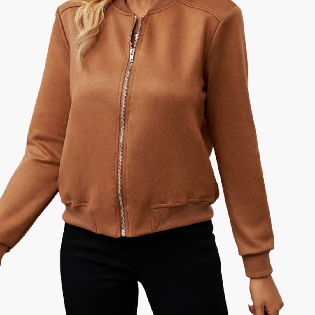 Giacca bomber donna con collo alto e chiusura con zip