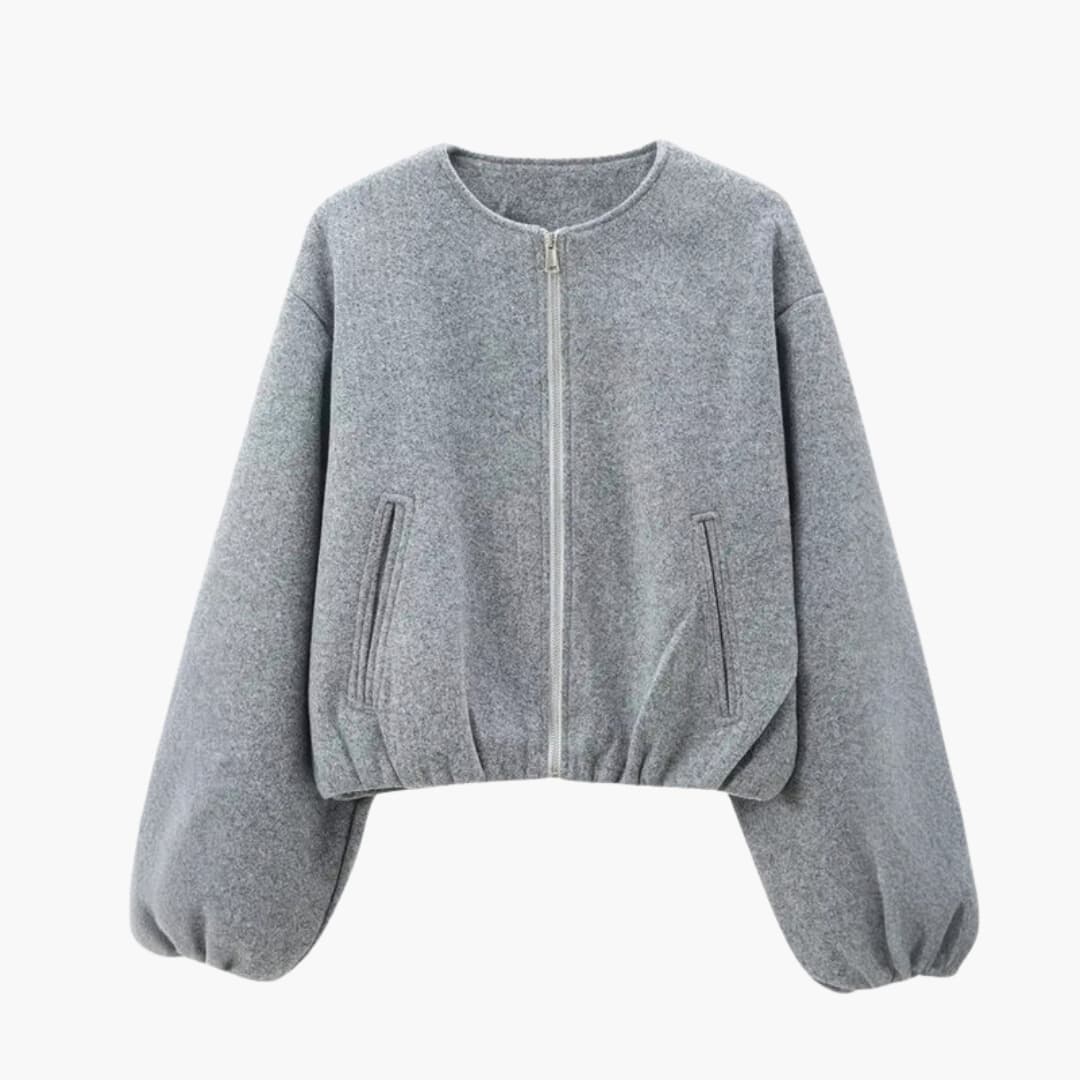 Giacca bomber donna con maniche a palloncino e chiusura con zip