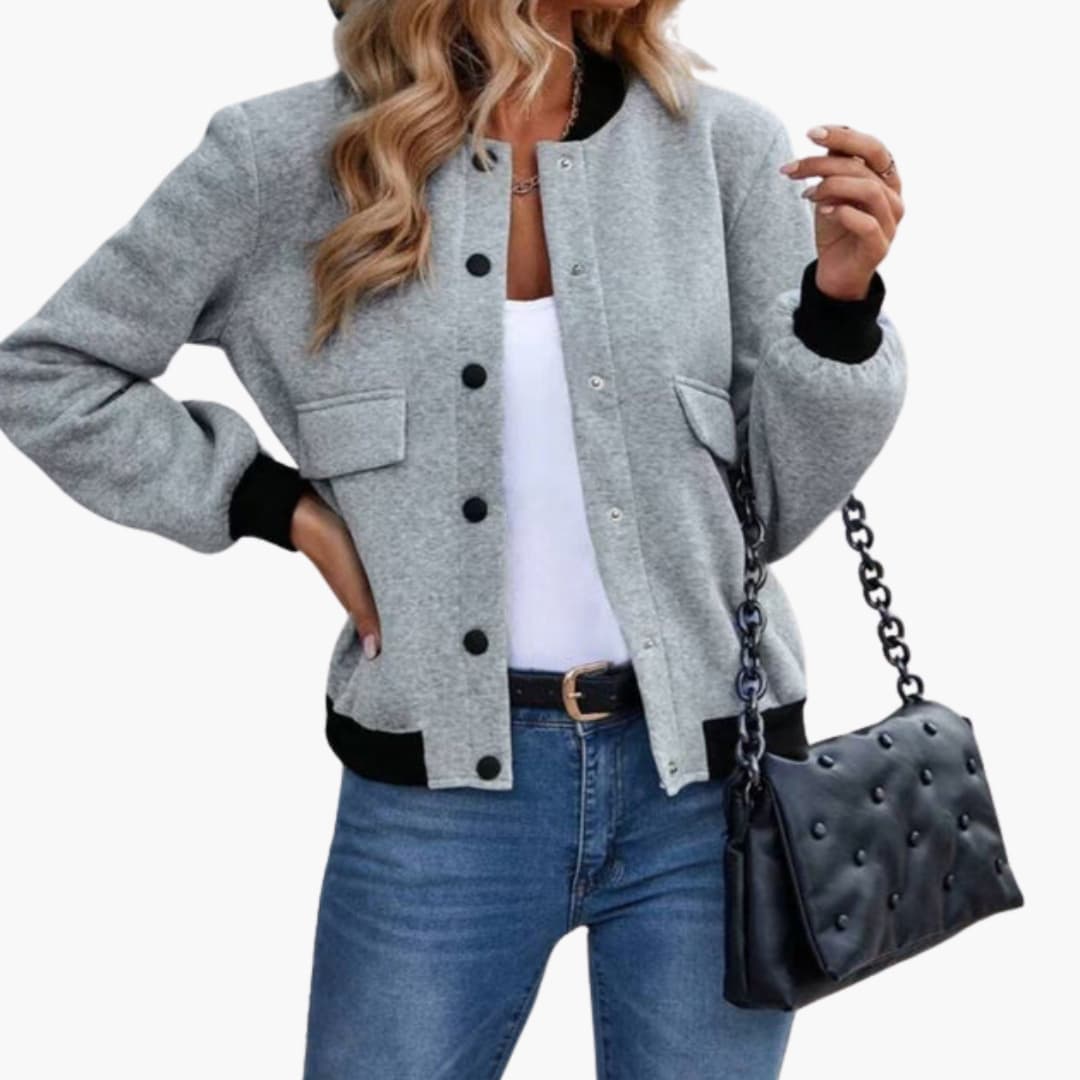 Veste bomber femme à surface à panneaux avec fermeture zippée