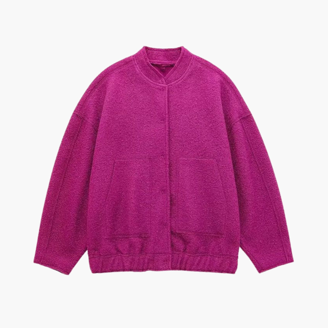 Giacca bomber donna con collo alto e tasche anteriori