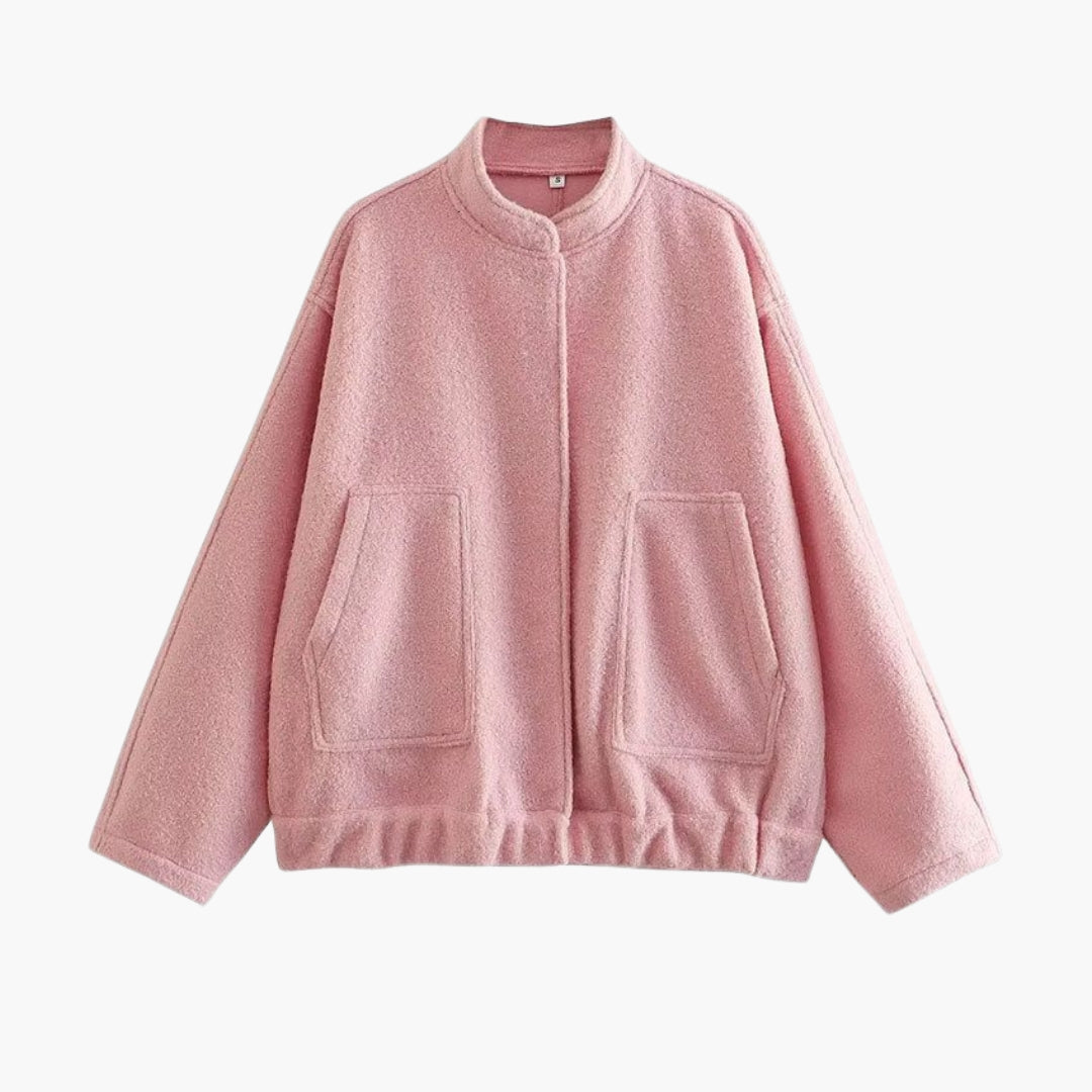 Giacca bomber donna con collo alto e tasche anteriori