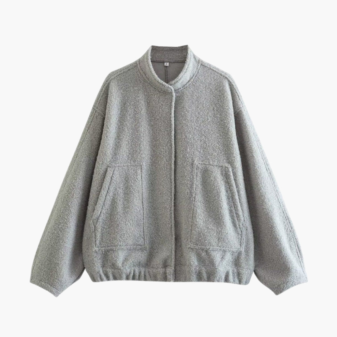 Giacca bomber donna con collo alto e tasche anteriori