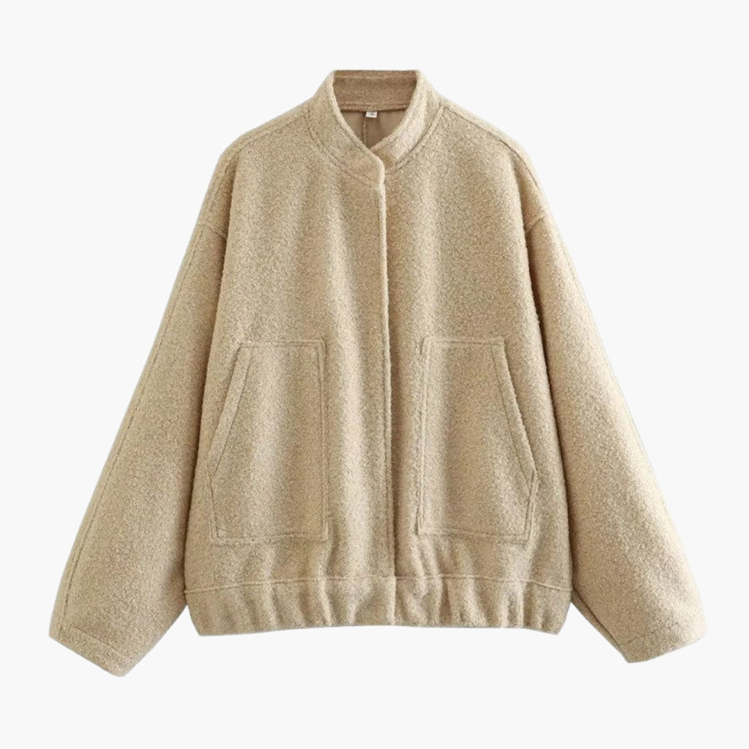 Giacca bomber donna con collo alto e tasche anteriori