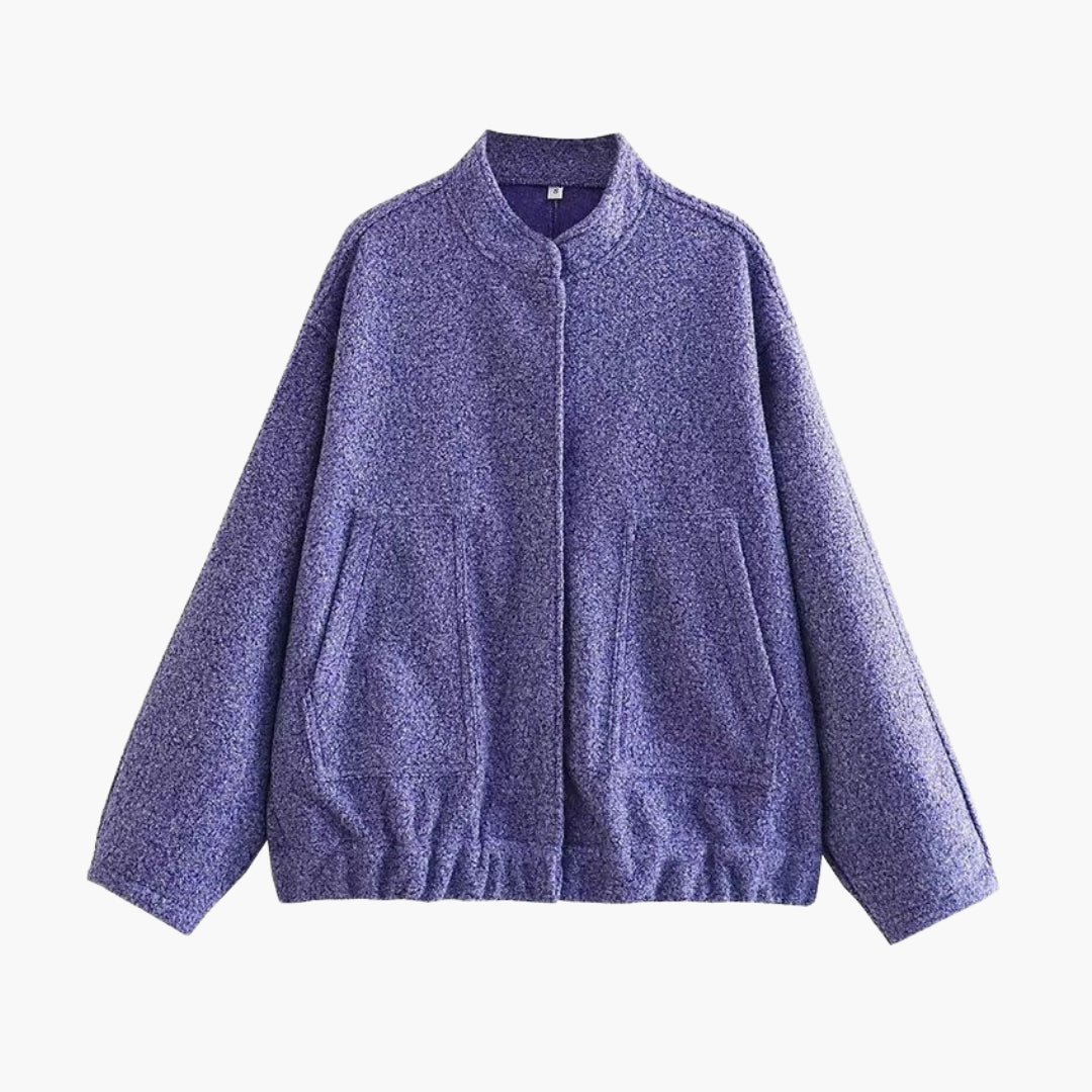Giacca bomber donna con collo alto e tasche anteriori