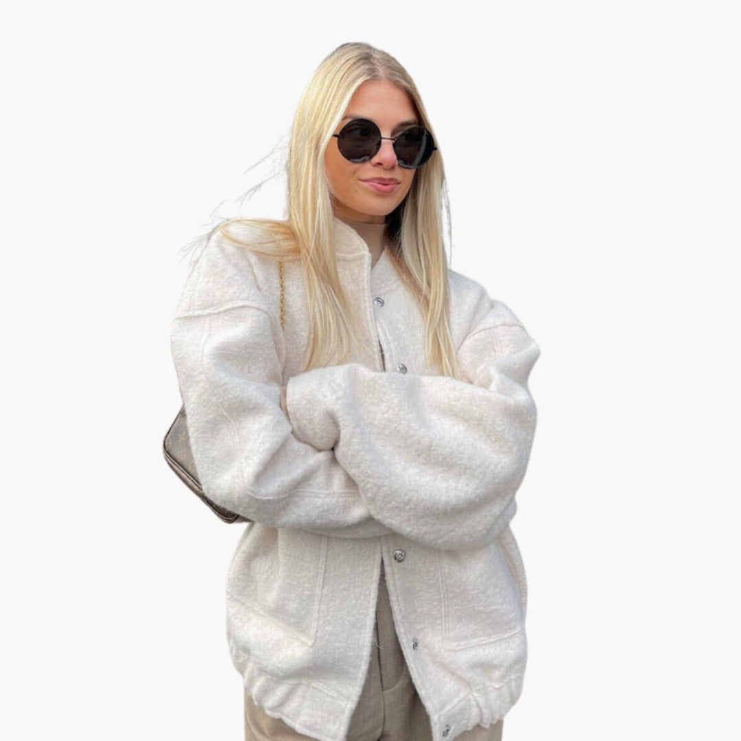 Giacca bomber donna con collo alto e tasche anteriori