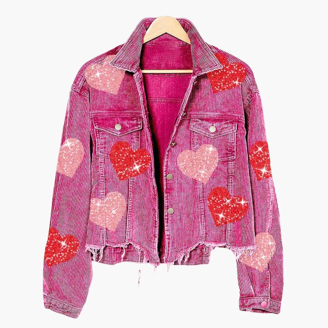 Veste bomber femme avec motif cœur à sequins