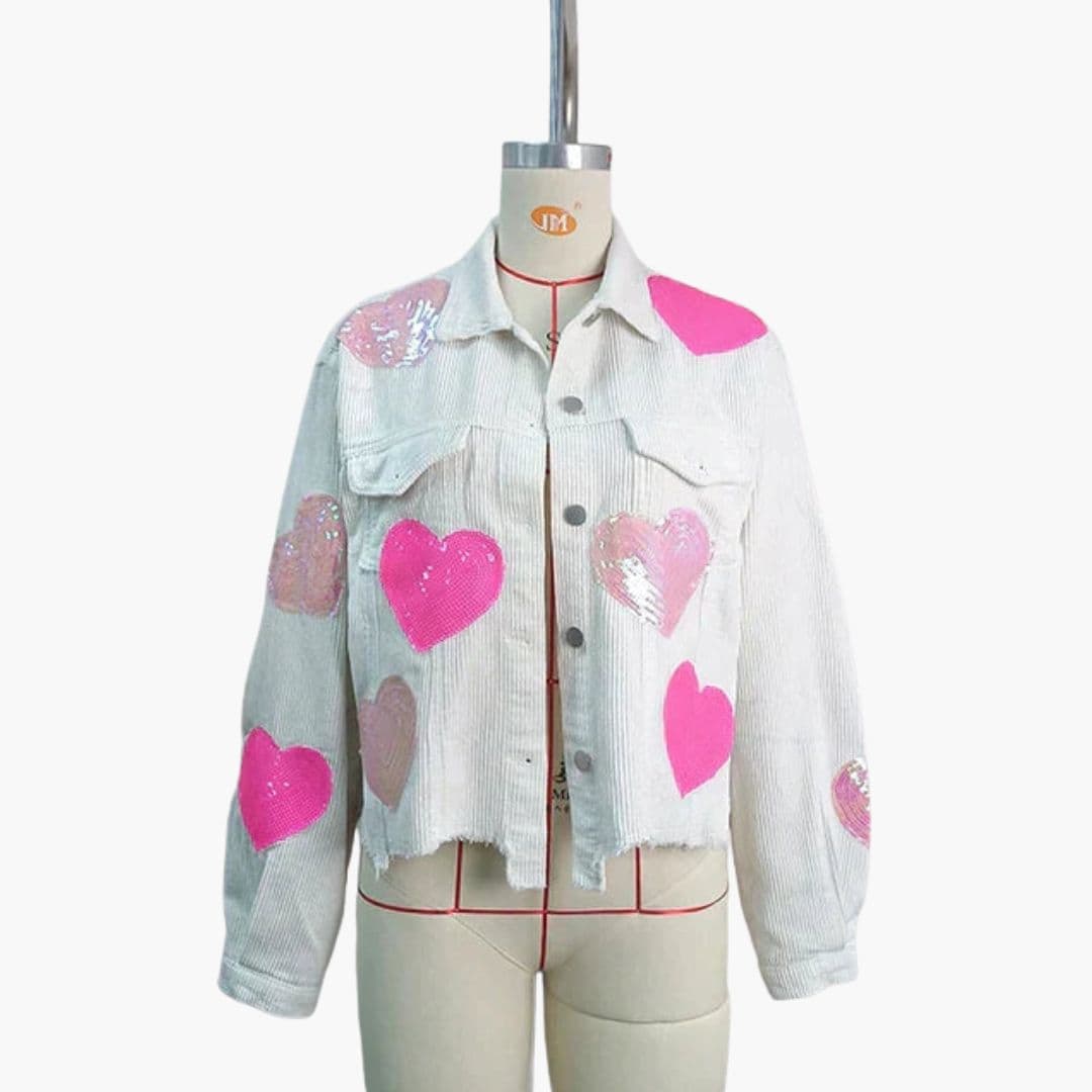 Veste bomber femme avec motif cœur à sequins