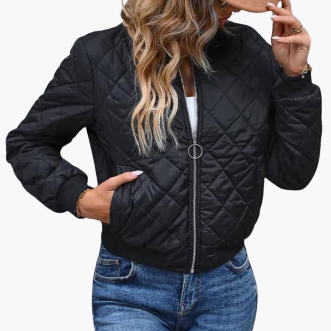 Giacca bomber donna con zip e superficie trapuntata