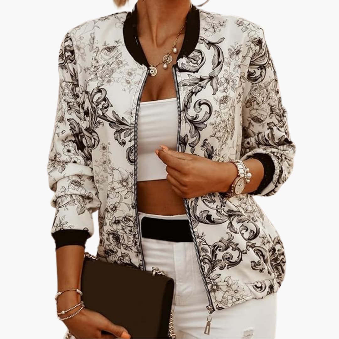 Veste bomber femme zippée avec ourlet côtelé
