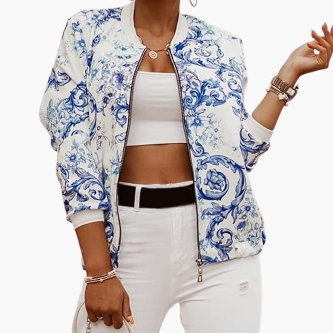 Veste bomber femme zippée avec ourlet côtelé