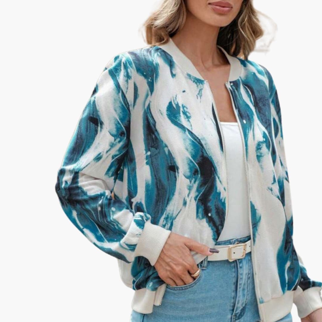Giacca bomber donna con zip e polsini a coste