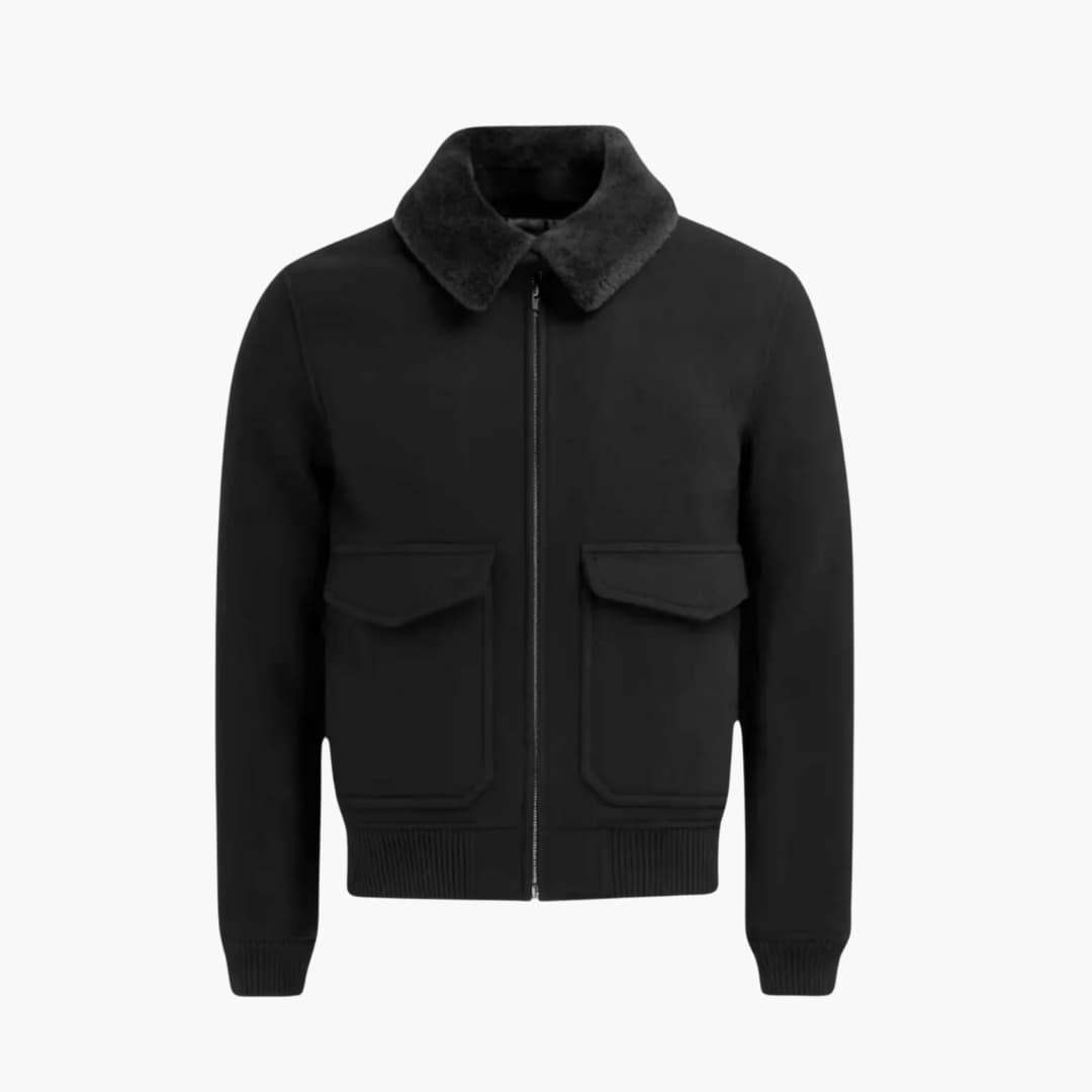 Veste bomber homme à col amovible avec fermeture zippée