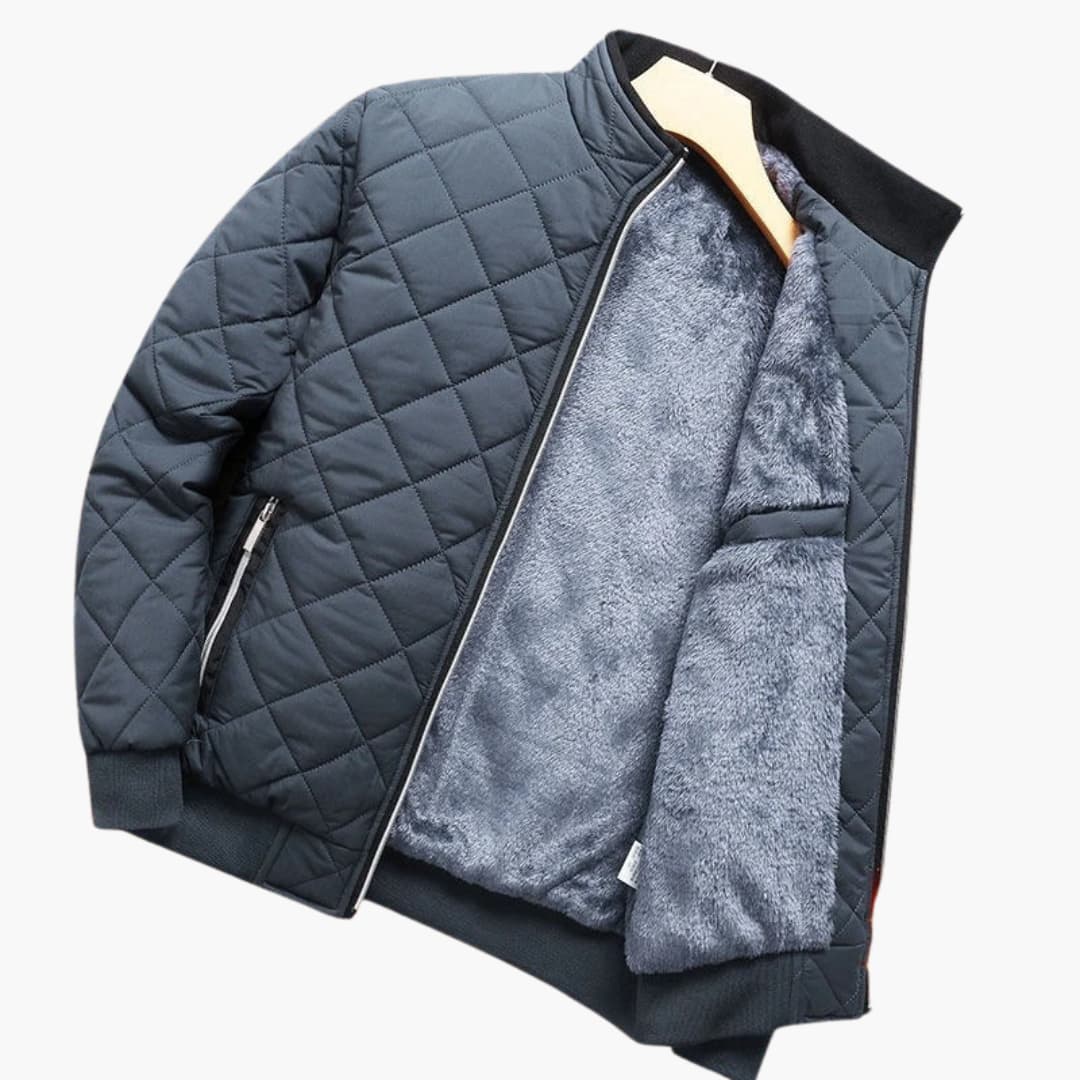 Giacca bomber da uomo con motivo a rombi e chiusura con zip