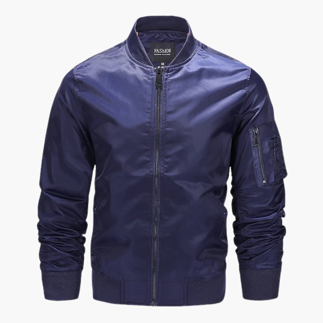 Giacca bomber uomo con chiusura lampo in metallo e tasche frontali