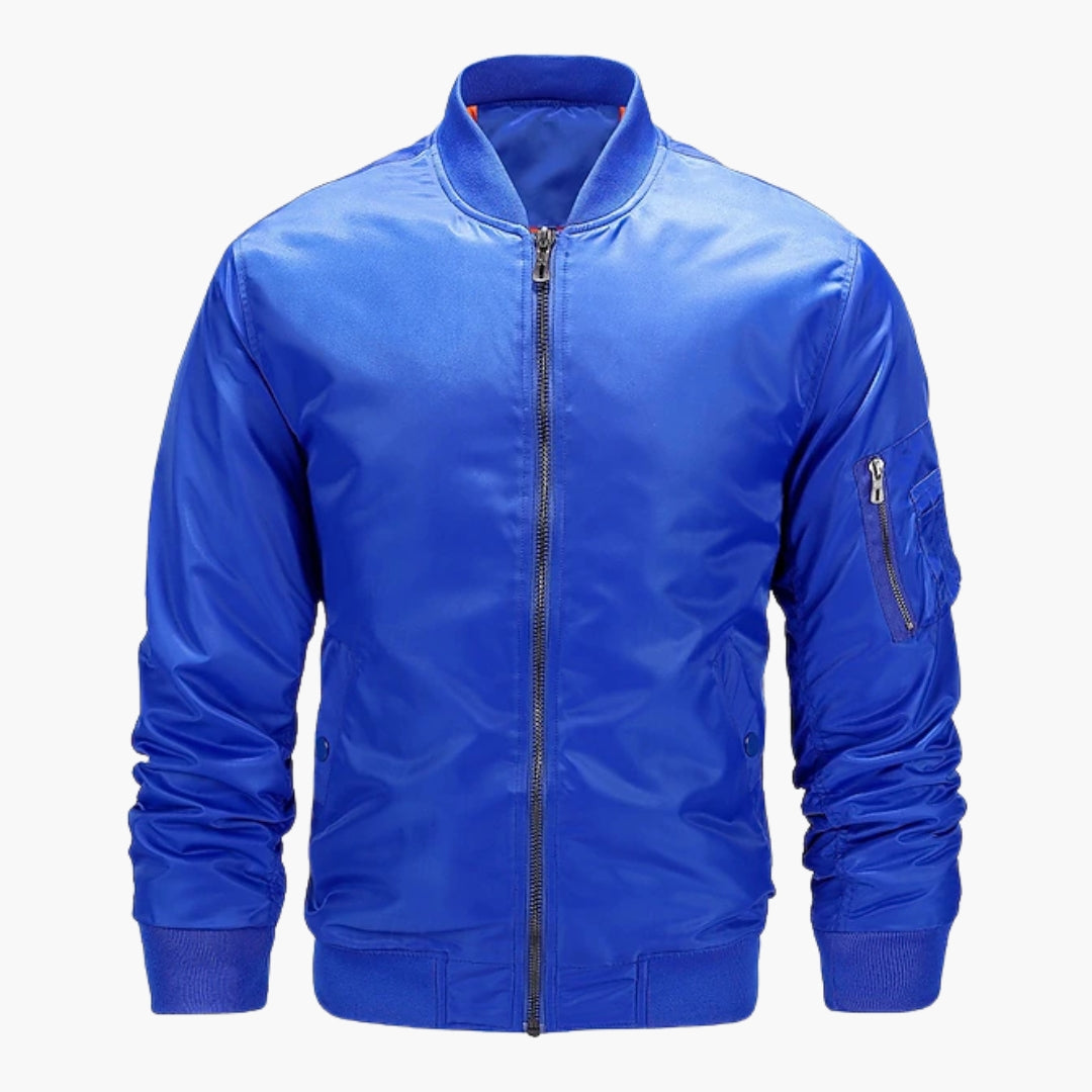 Giacca bomber uomo con chiusura lampo in metallo e tasche frontali