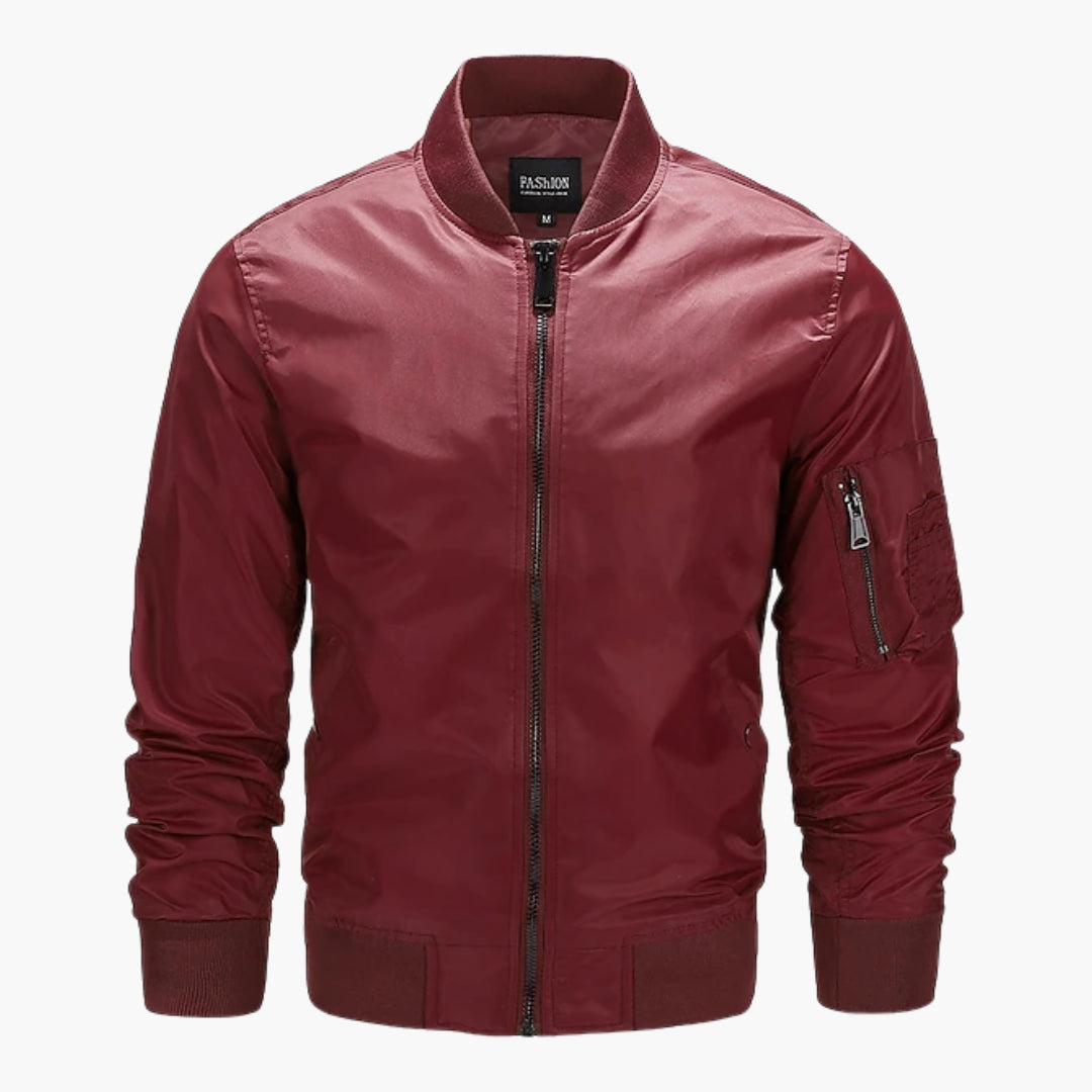 Giacca bomber uomo con chiusura lampo in metallo e tasche frontali