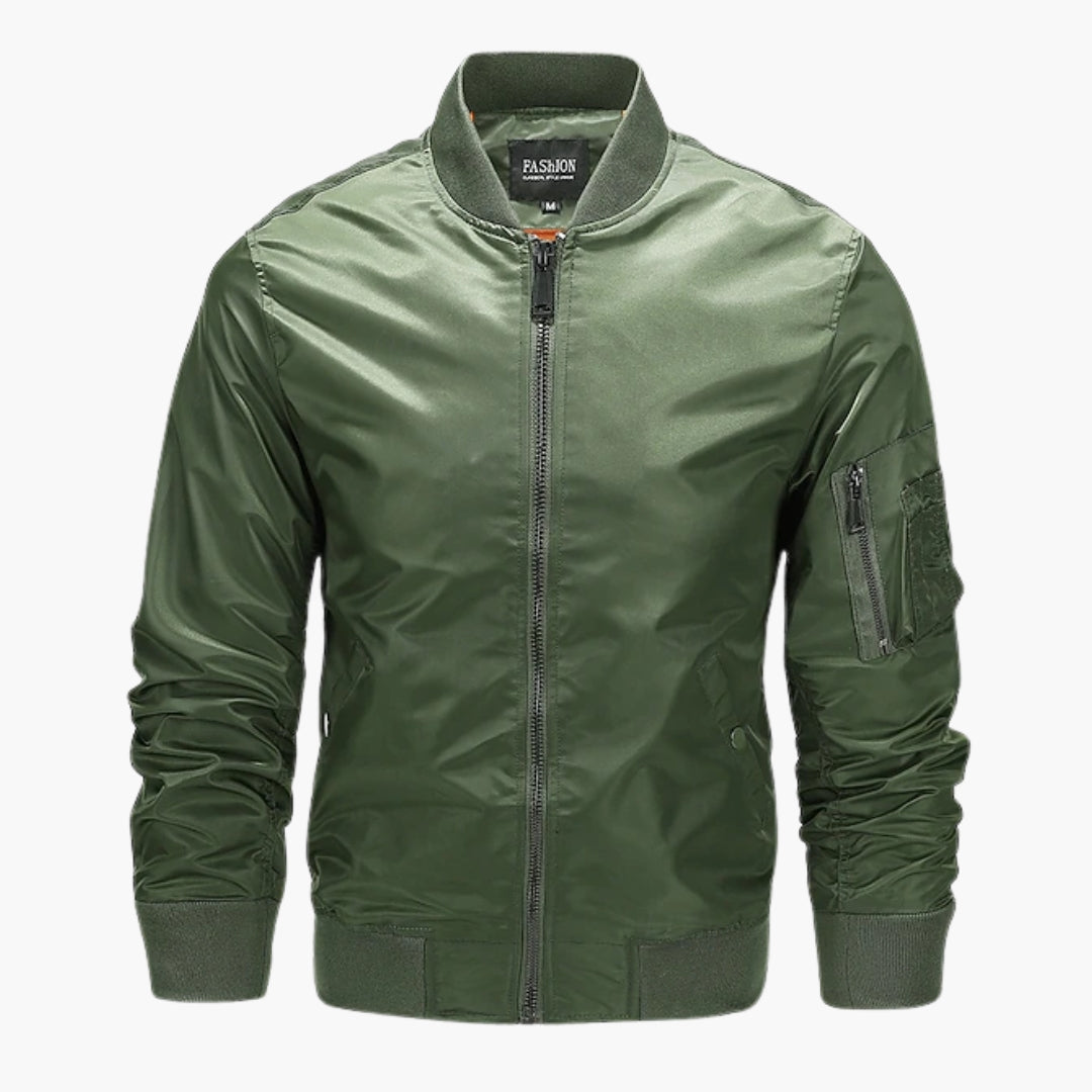 Giacca bomber uomo con chiusura lampo in metallo e tasche frontali