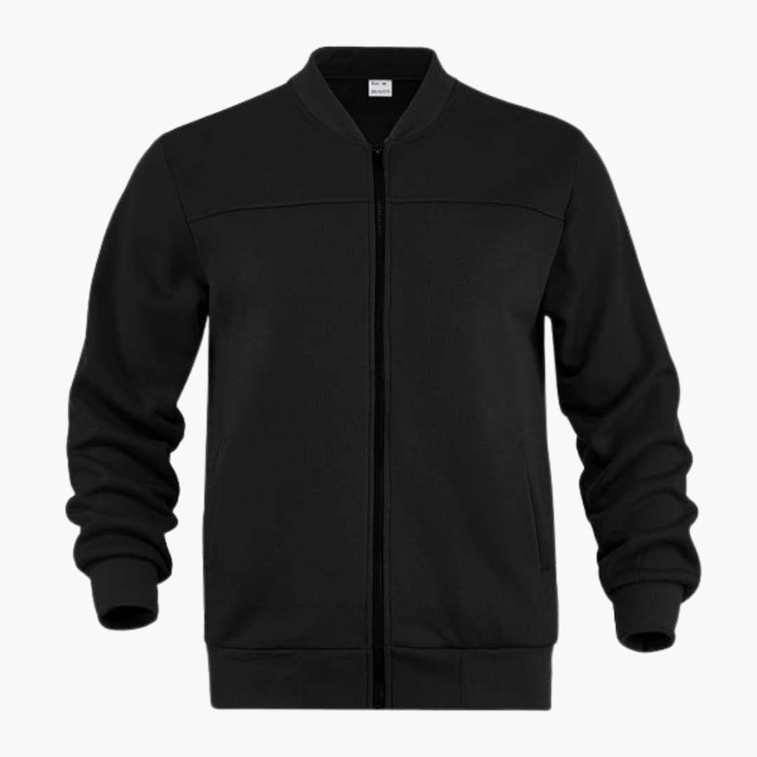 Men's zip-up bomber jacket with ribbed cuffs