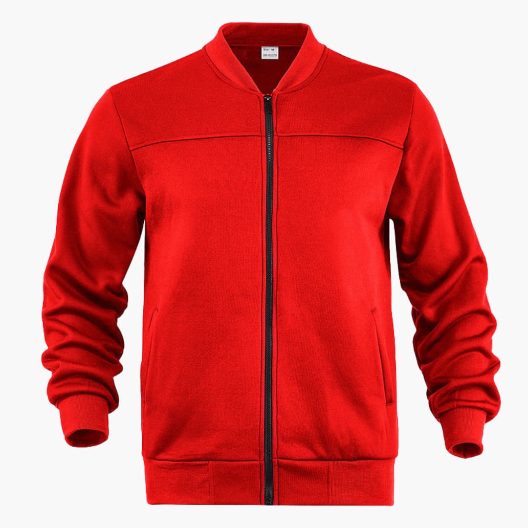 Men's zip-up bomber jacket with ribbed cuffs