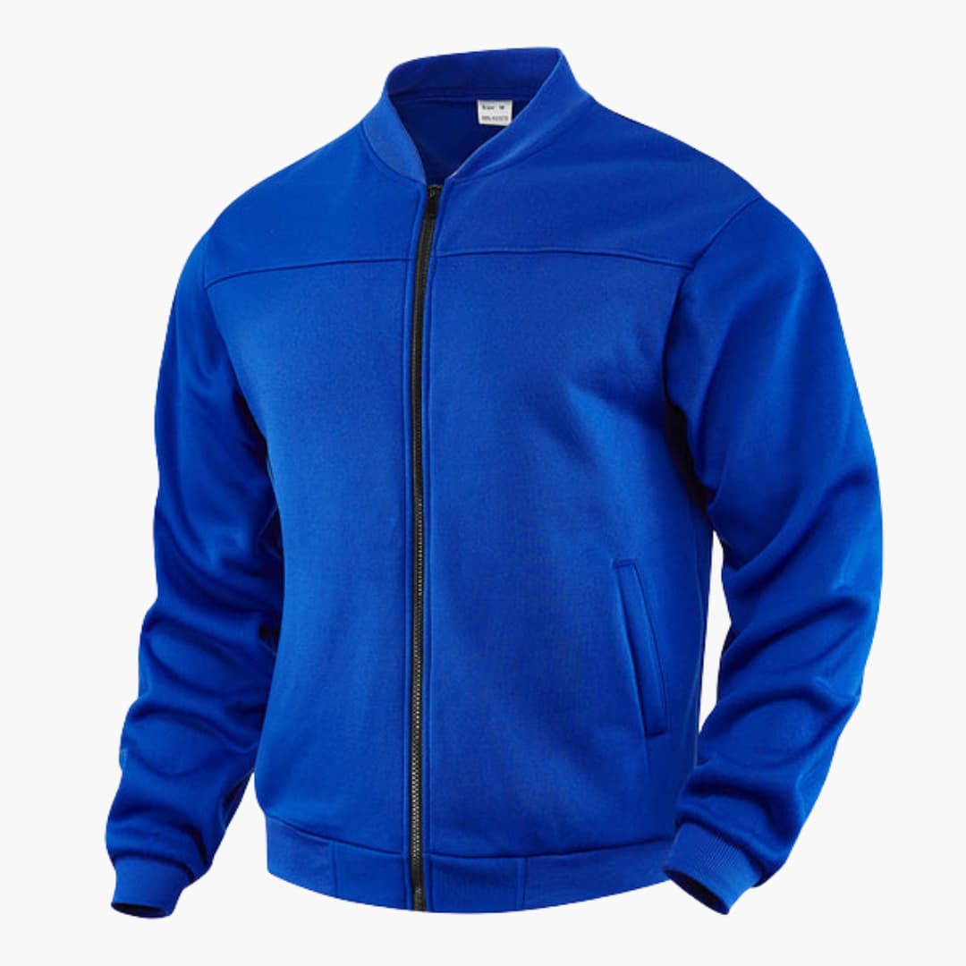 Men's zip-up bomber jacket with ribbed cuffs
