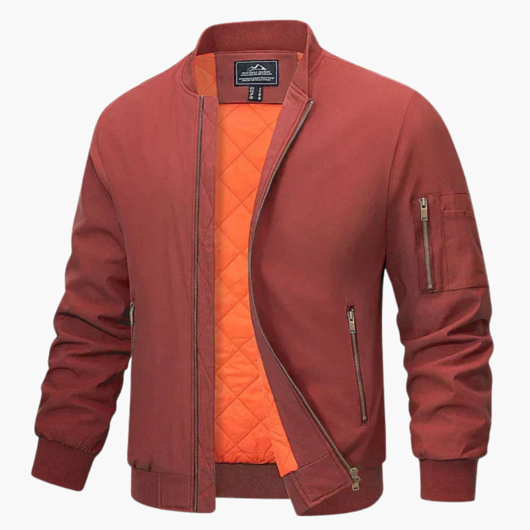 Veste bomber pour homme avec col côtelé et fermeture éclair