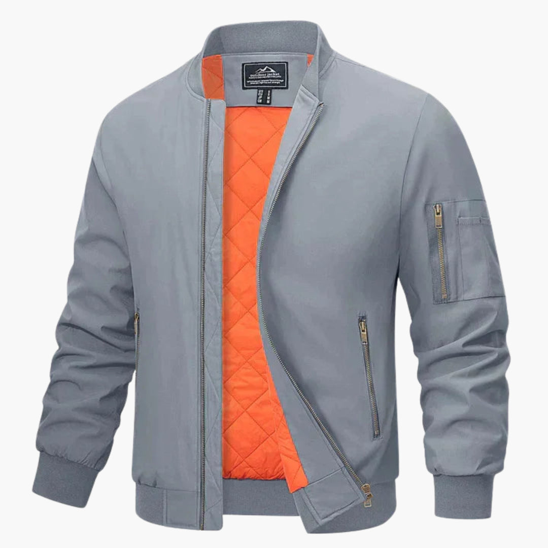 Veste bomber pour homme avec col côtelé et fermeture éclair