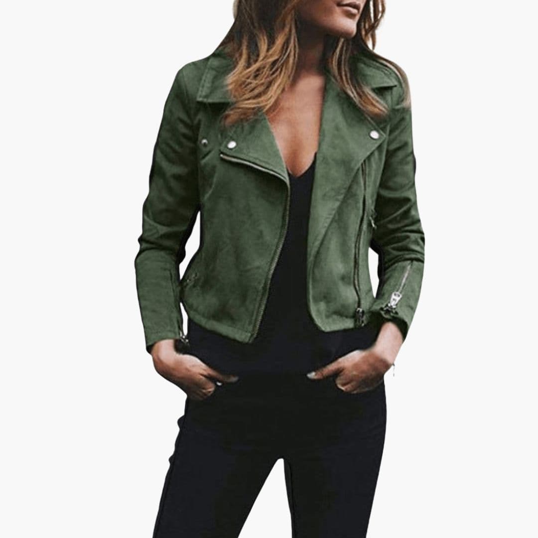 Veste courte femme avec col à revers et fermeture zippée