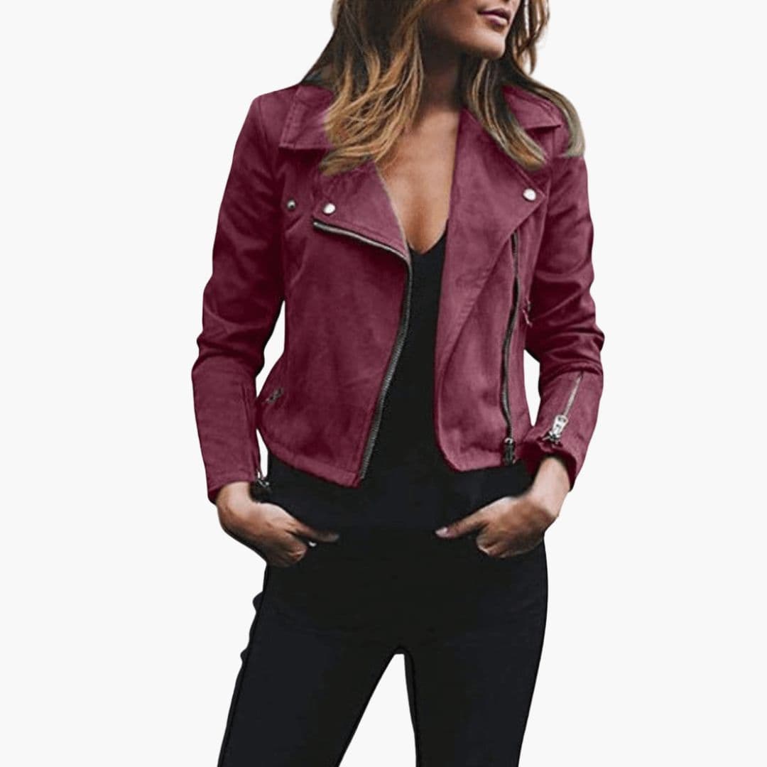 Veste courte femme avec col à revers et fermeture zippée