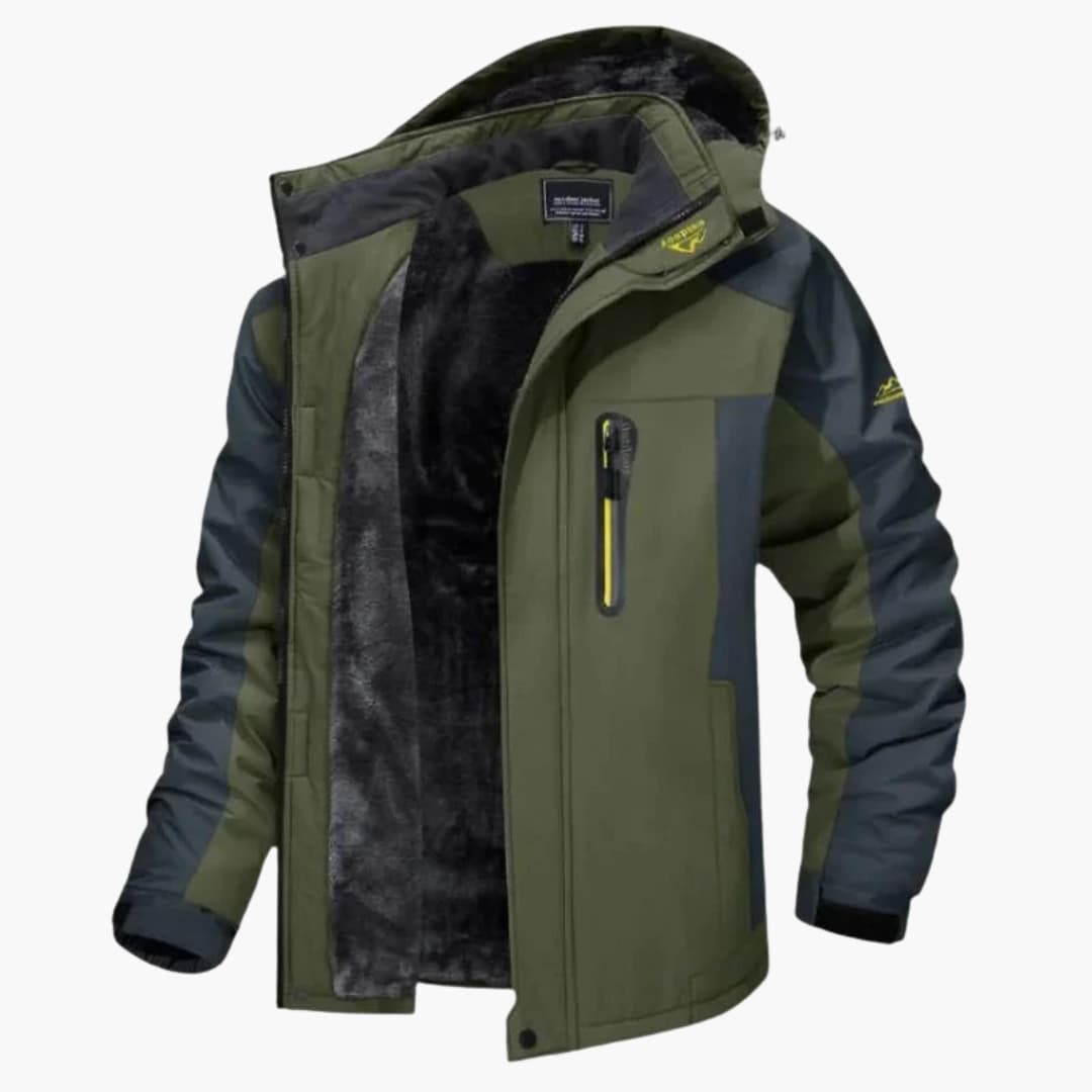 Veste d’extérieur pour homme avec capuche et fermeture éclair sur le devant