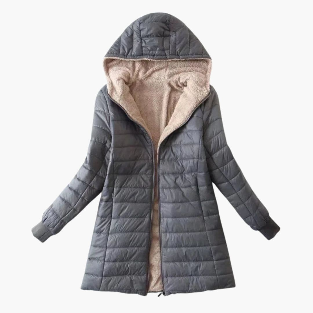 Veste d'hiver femme à capuche et fermeture zippée