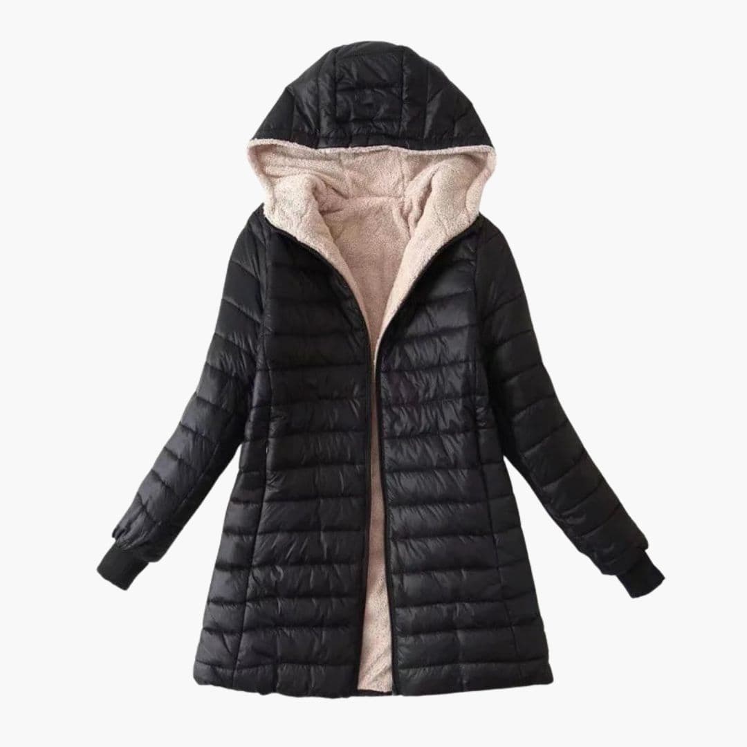Veste d'hiver femme à capuche et fermeture zippée
