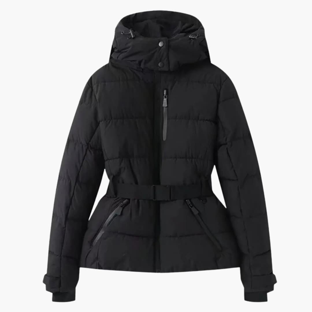 Veste de ski femme avec capuche et ceinture ajustable