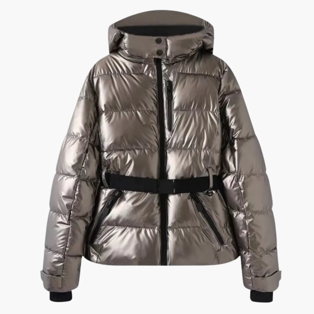 Veste de ski femme avec capuche et ceinture ajustable