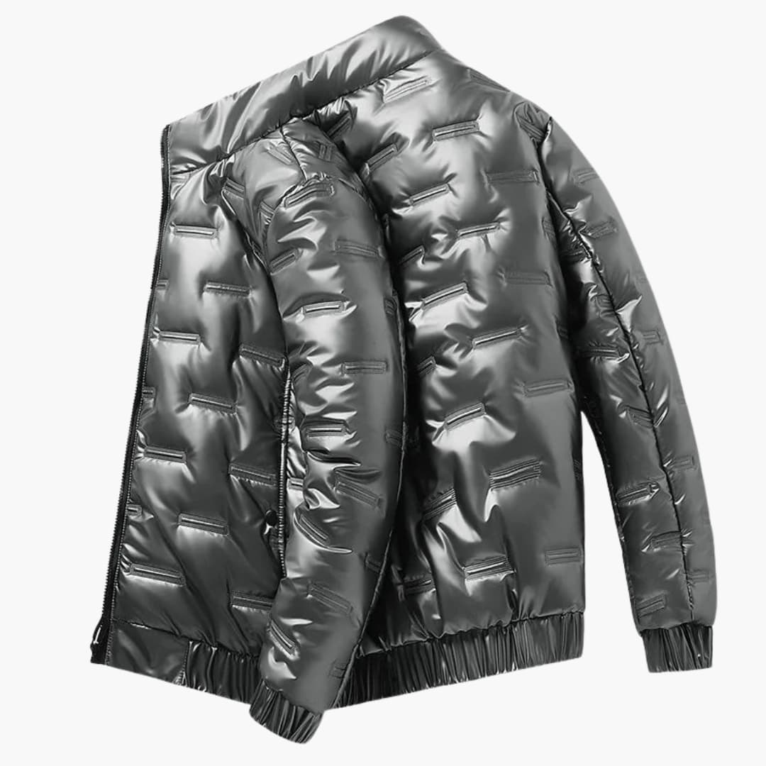 Veste de ski homme avec fermeture zippée et surface brillante