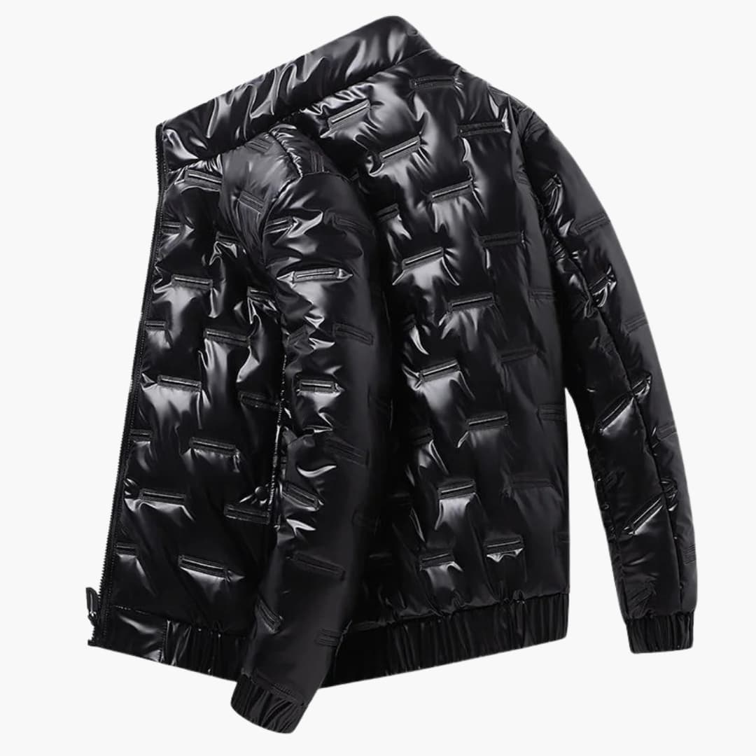 Veste de ski homme avec fermeture zippée et surface brillante