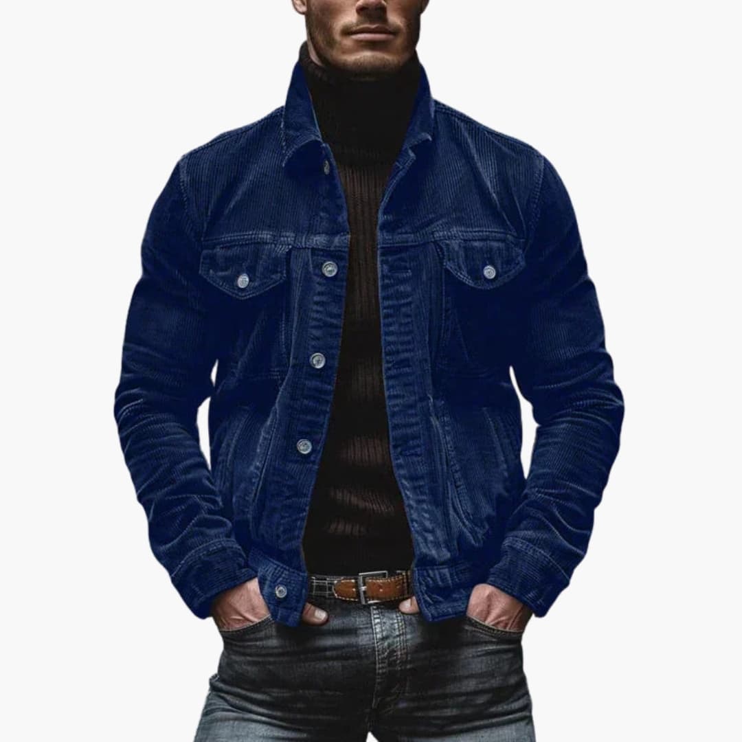 Veste en velours côtelé homme avec fermeture à boutons et poches poitrine