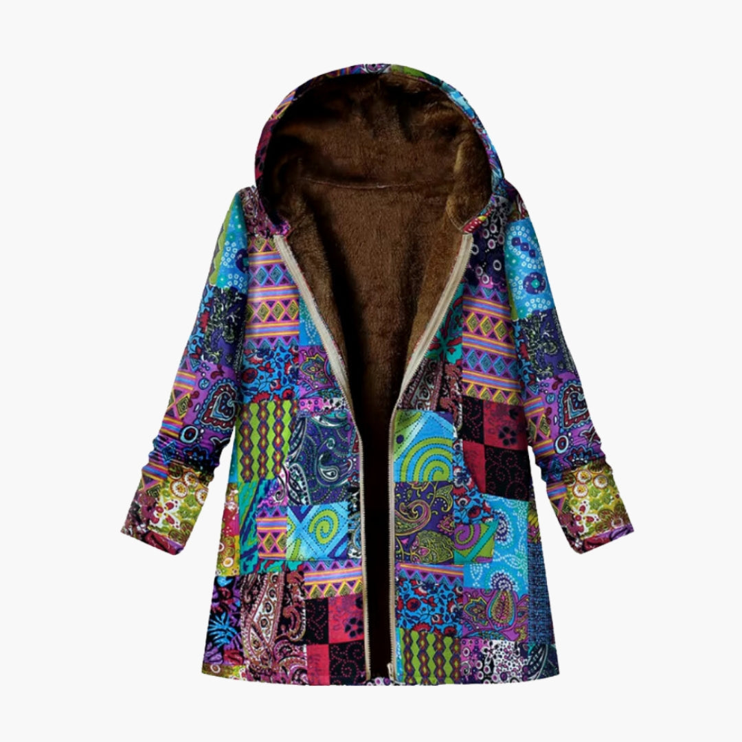 Damjacka med huva och fleecefoder