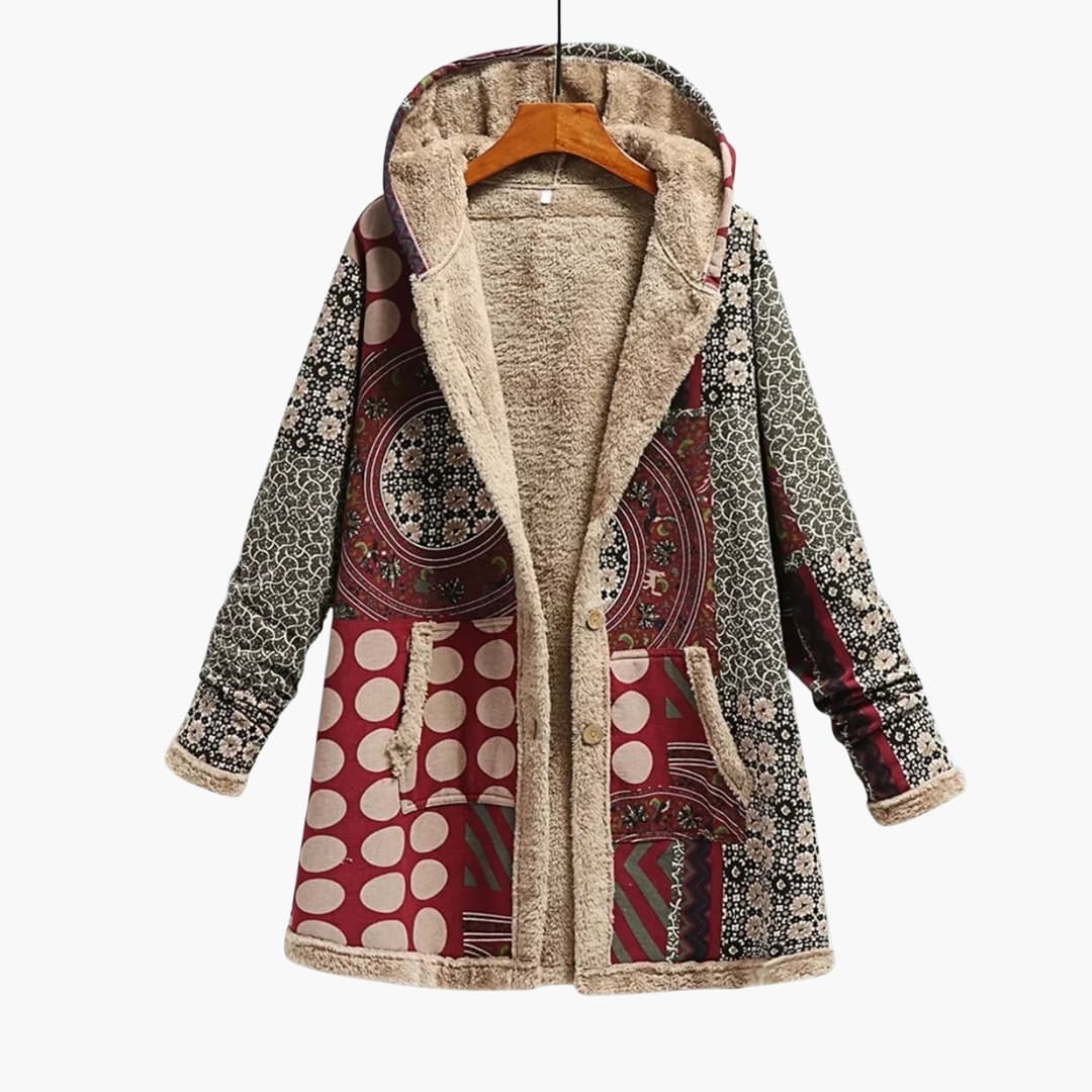 Veste femme à capuche avec fermeture à boutons