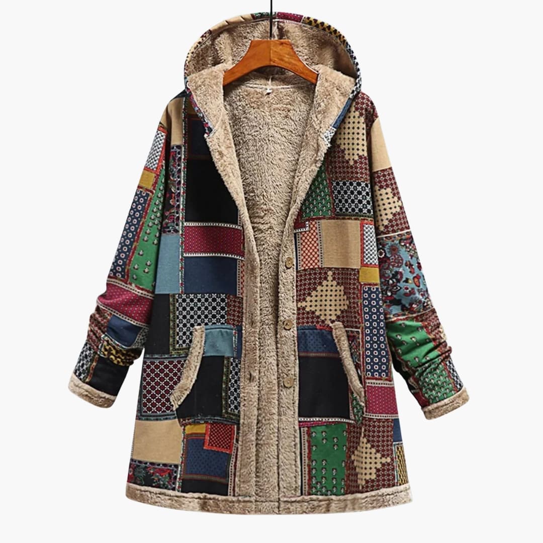 Veste femme à capuche avec fermeture à boutons