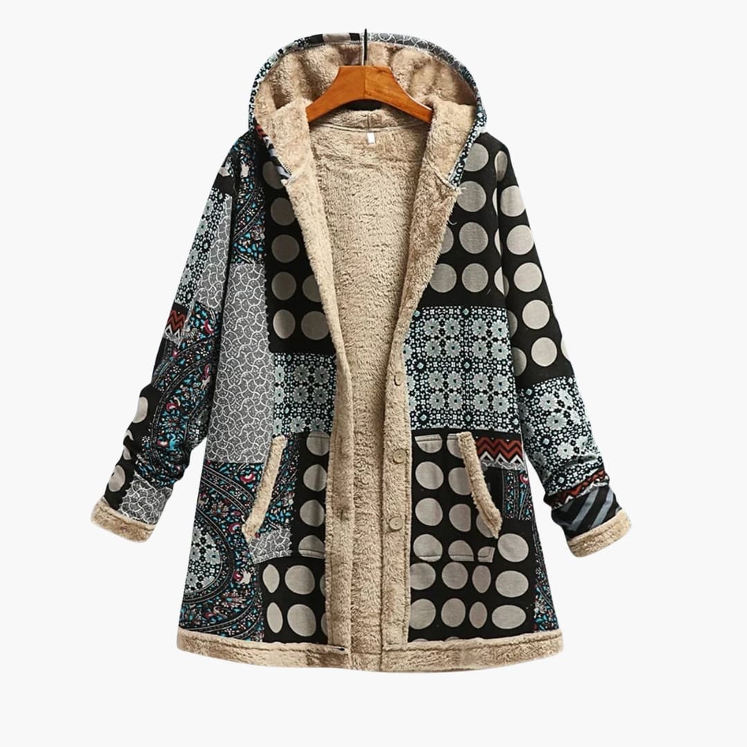 Veste femme à capuche avec fermeture à boutons