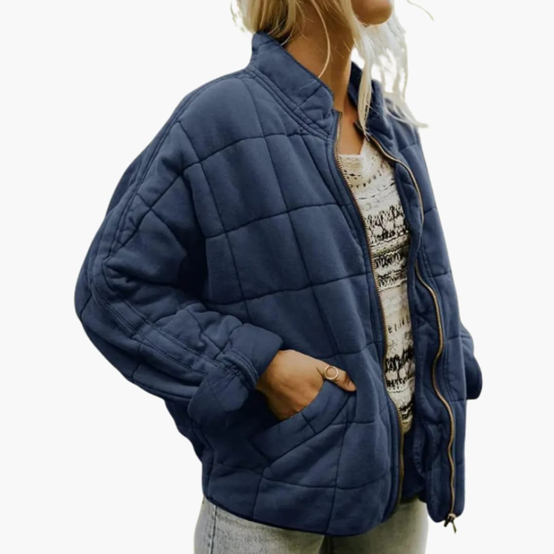 Veste femme à capuche oversize en mélange duvet avec fermeture zippée intégrale
