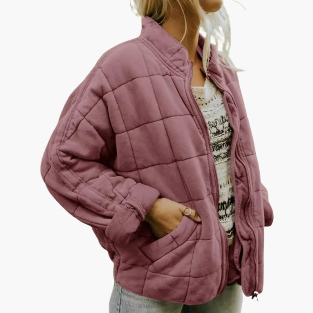 Veste femme à capuche oversize en mélange duvet avec fermeture zippée intégrale