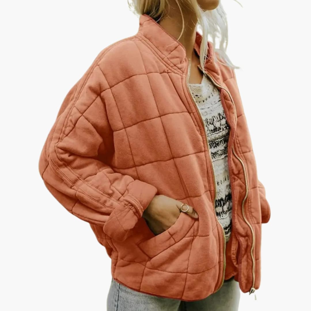 Veste femme à capuche oversize en mélange duvet avec fermeture zippée intégrale