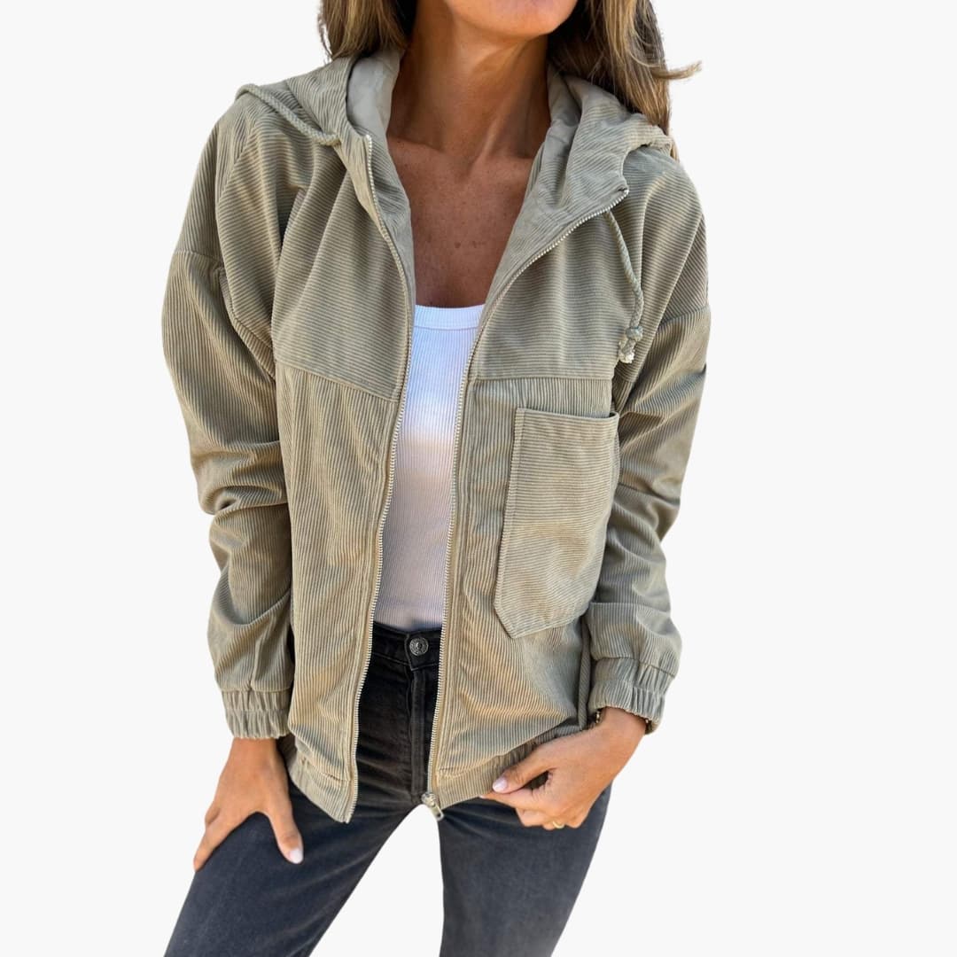 Veste femme à capuche zippée avec manches longues