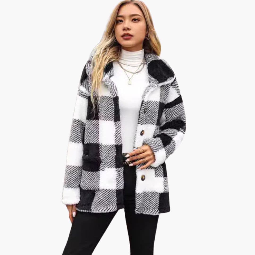 Veste femme à carreaux avec boutons